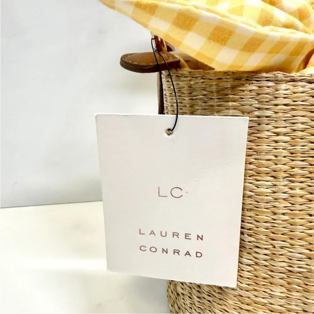 LC Lauren Conrad Woven Tan and Yellow Gingham Bag